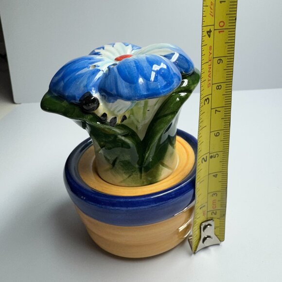 Blue Flower Salt and Pepper Shakers in a Pot Plant Spring - Picture 5 of 5